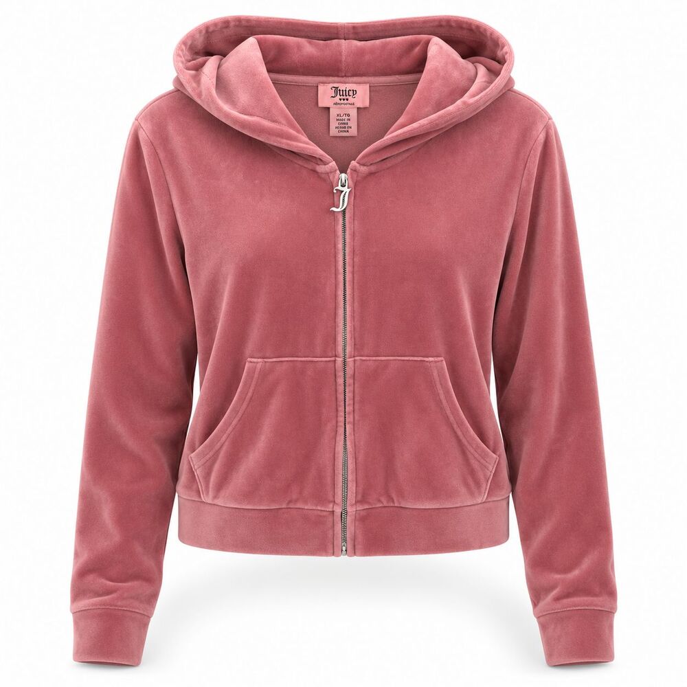 Juicy Couture Aeropostale Jacket Velour Hoodie Track Y2K Style Womens Sz XL Pink